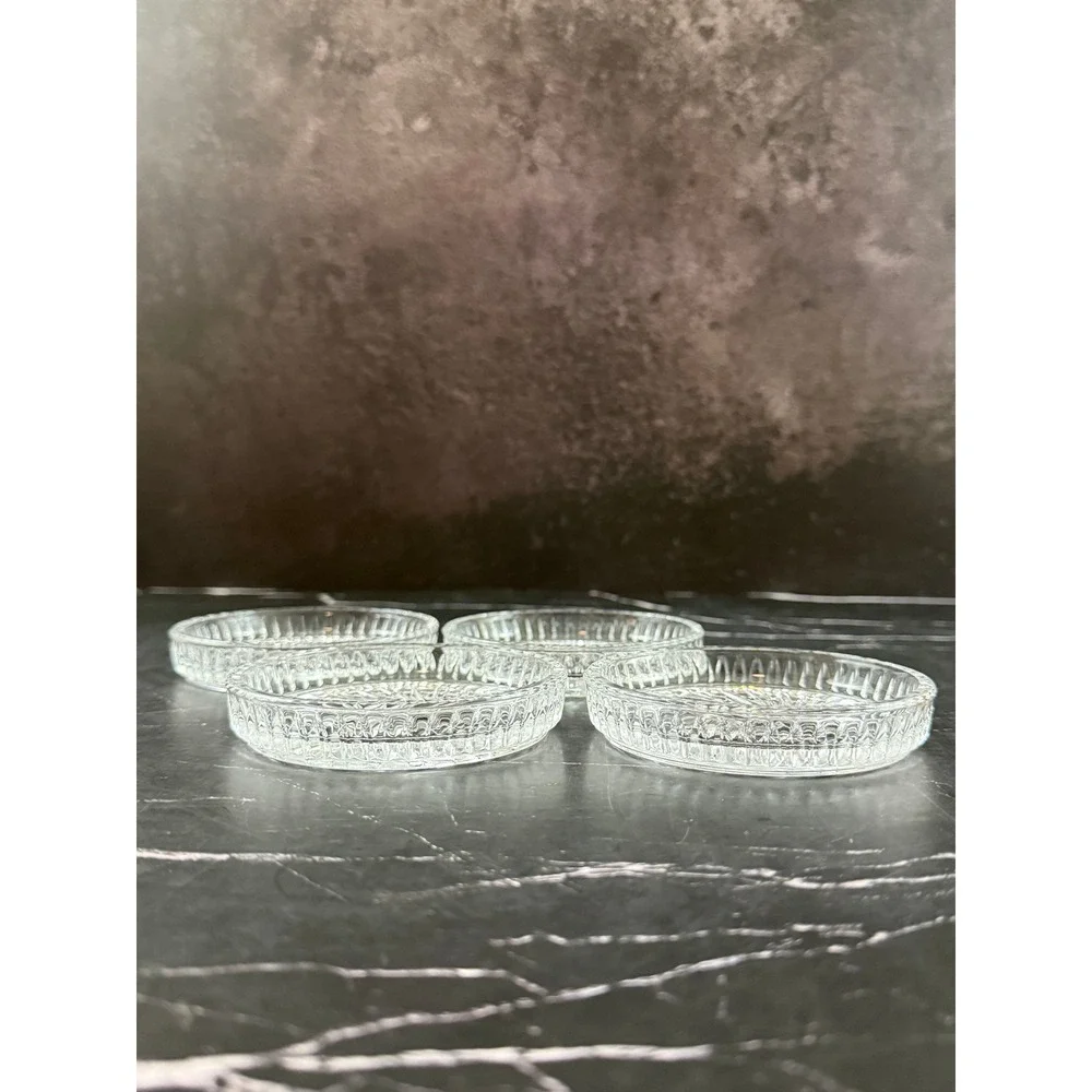 VTG Set of 4 Crystal Clear Industries Adria Pinwheel Glass Coasters 3 3/4in